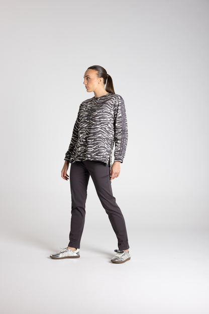 Zebra Print Sweat with Trim
