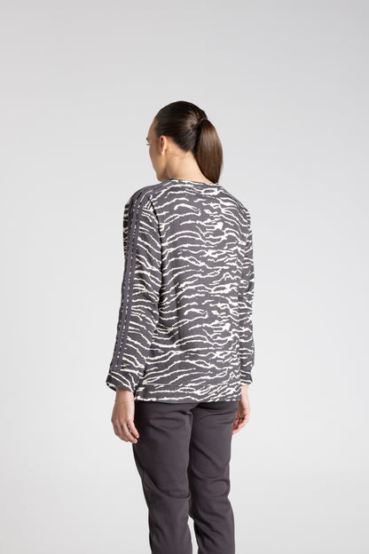 Zebra Print Sweat with Trim