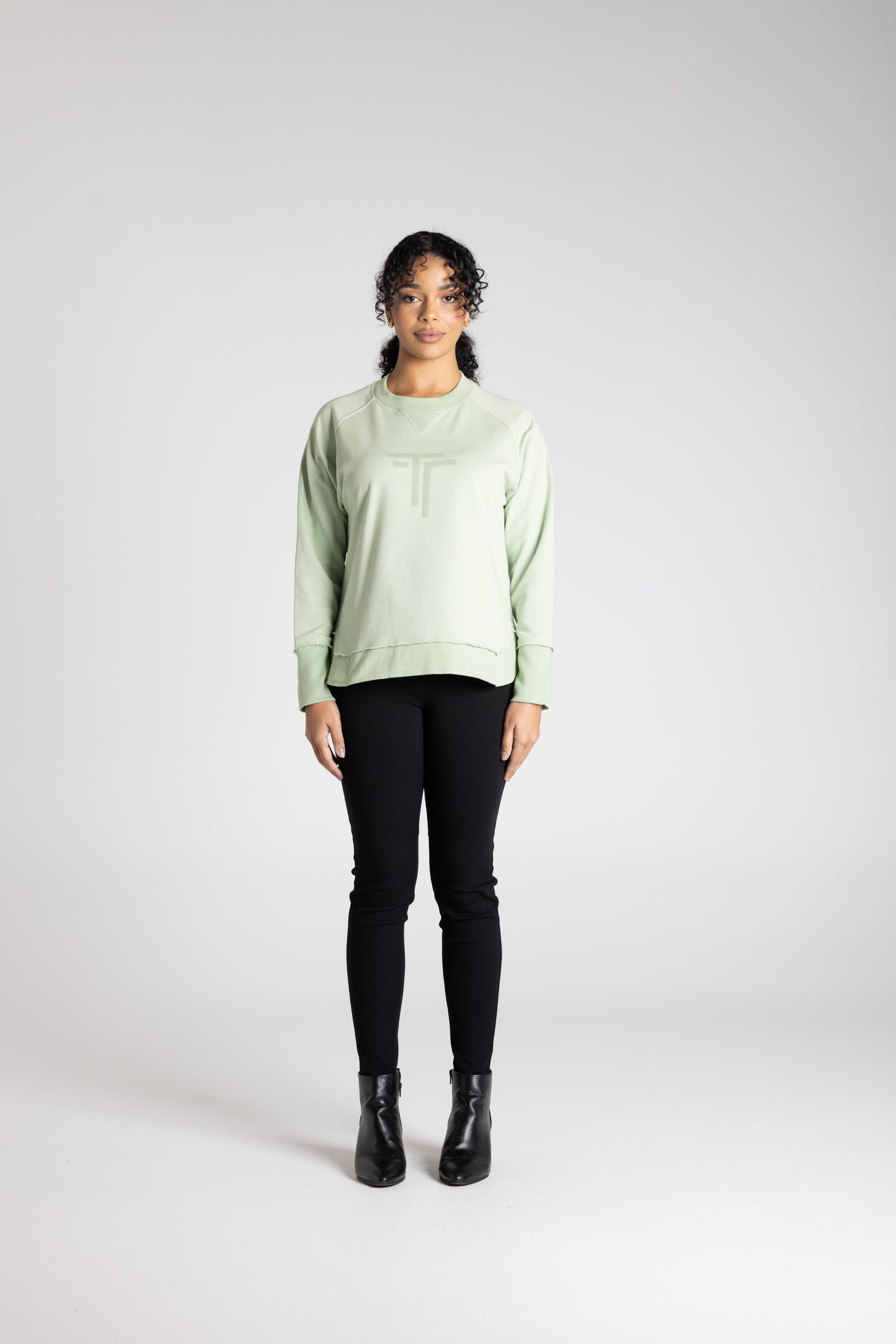 Raw Edge Sweater with Logo