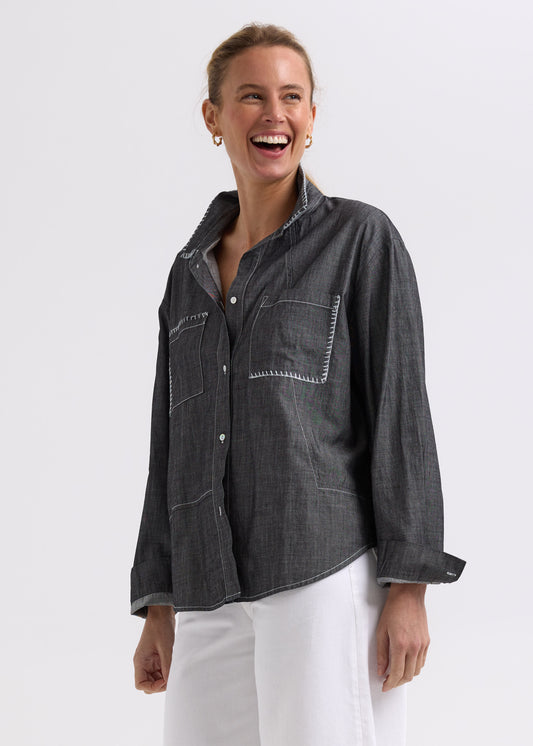 Hand Work Denim Shirt