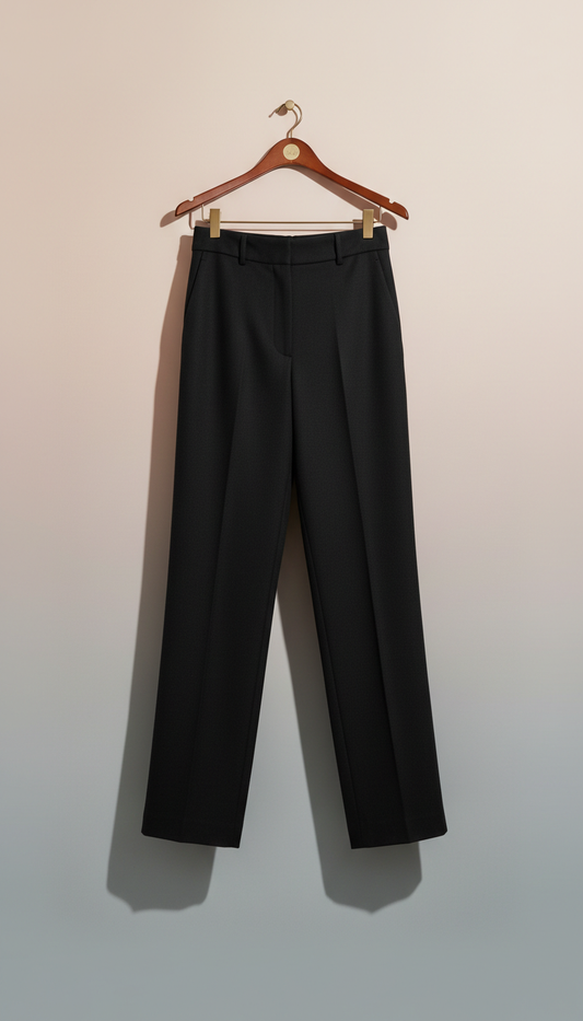 High-Waisted Tailored Trousers in Charcoal Black