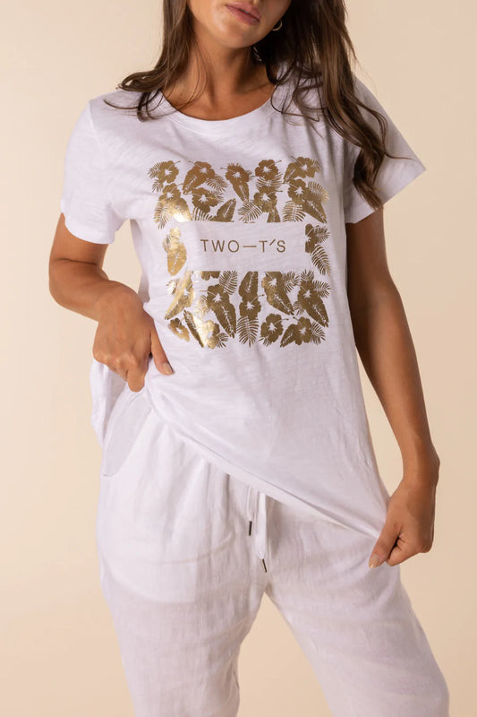 T-shirt Gold Metallic Print